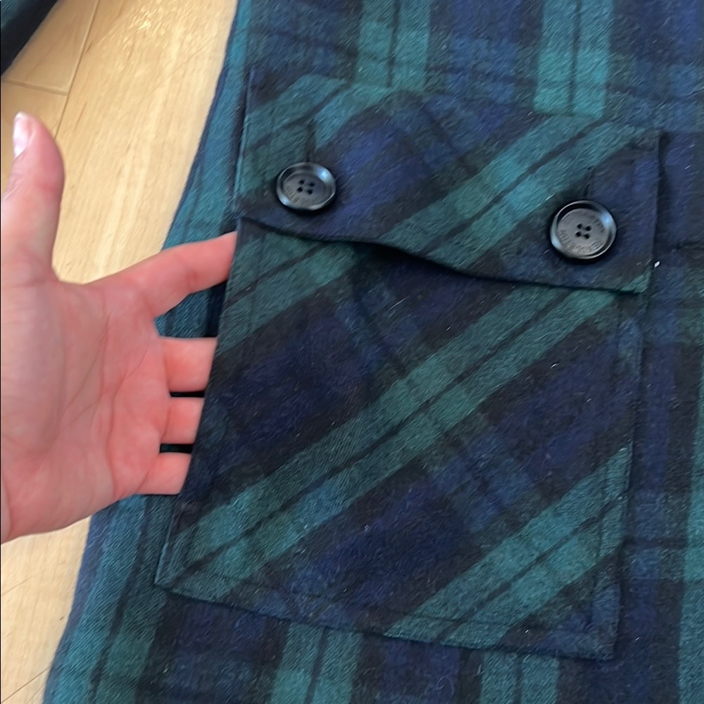 Pendleton Blue and Green Plaid Trench Coat size 2 - Picture 5 of 15